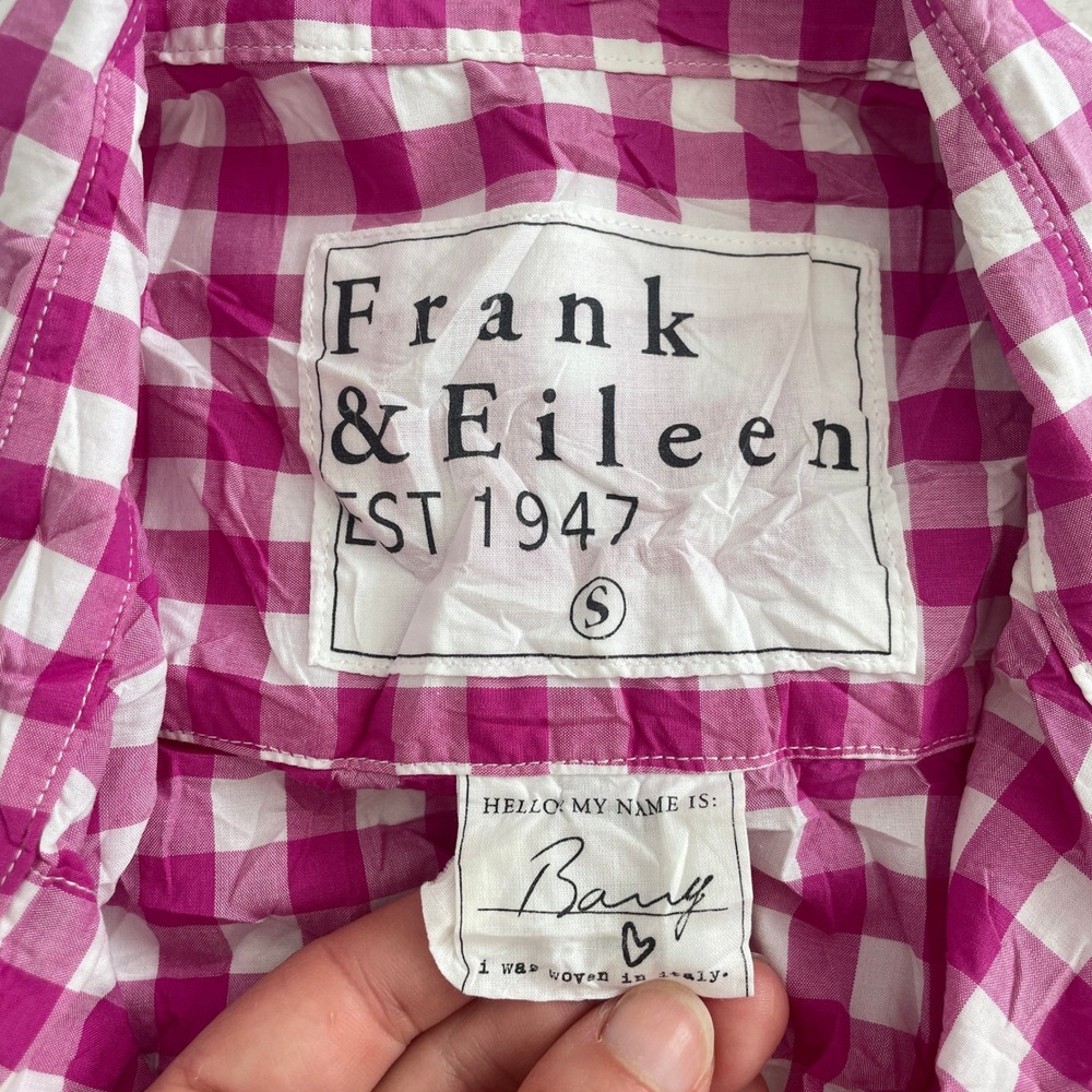 Frank & Eileen Barry Pink Gingham Check Italian Cotton Button Down Shirt Small - Picture 3 of 10